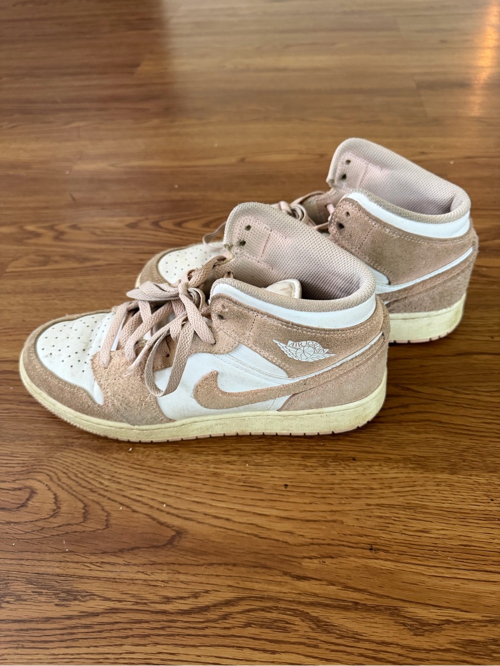 Nike Air Jordan Women's Mid-Top Sneakers in Pink and White